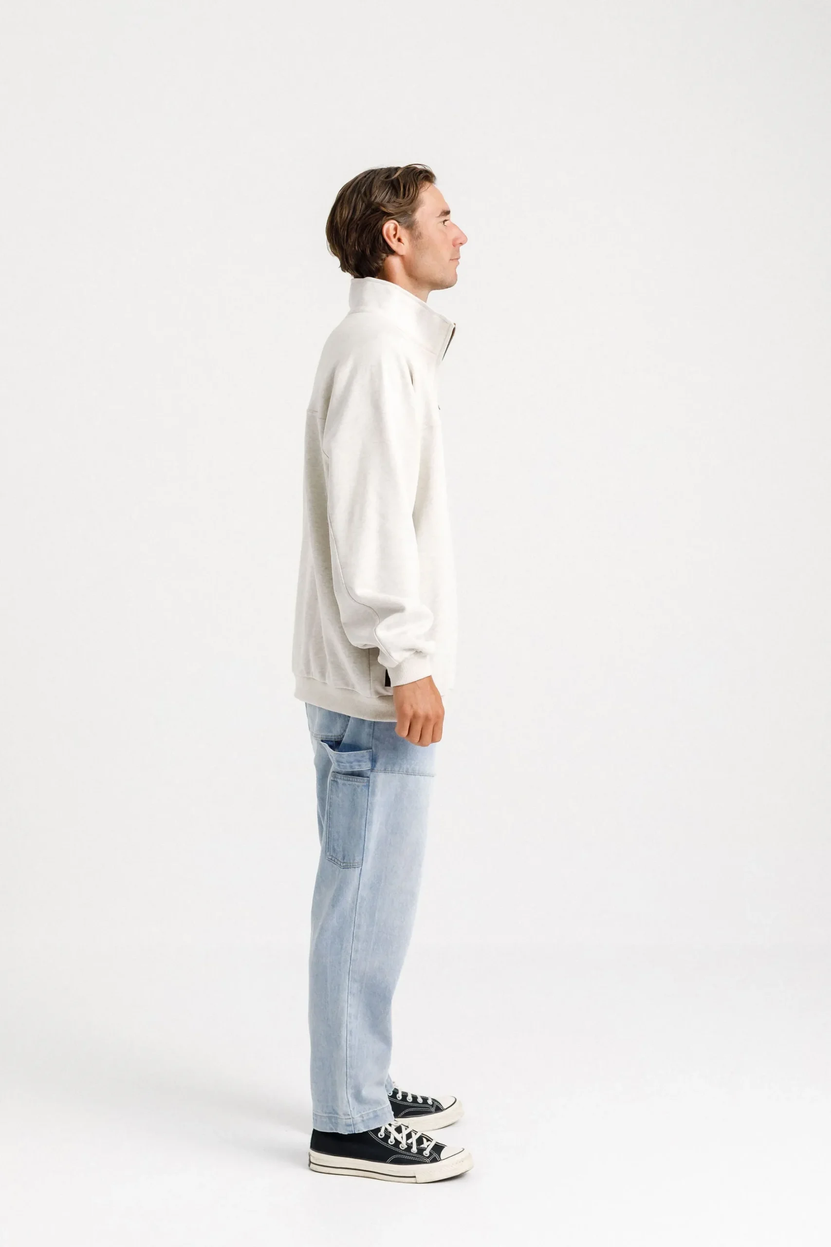 thing_thing__zip_up_crew__3.webp Sweaters & Knitwear-THING THING 1/4 ZIP UP CREW UNBLEACHED MARLE