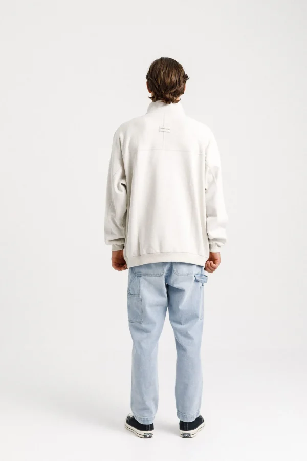 Sweaters & Knitwear-THING THING 1/4 ZIP UP CREW UNBLEACHED MARLE