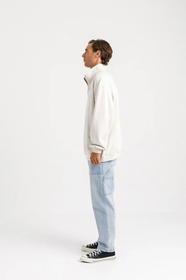 Sweaters & Knitwear-THING THING 1/4 ZIP UP CREW UNBLEACHED MARLE