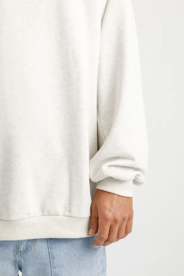 Sweaters & Knitwear-THING THING 1/4 ZIP UP CREW UNBLEACHED MARLE