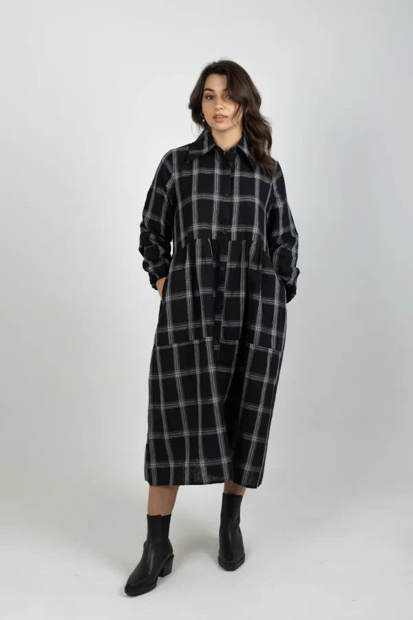 Dresses-THING THING ALEAH DRESS BLACK PLAID