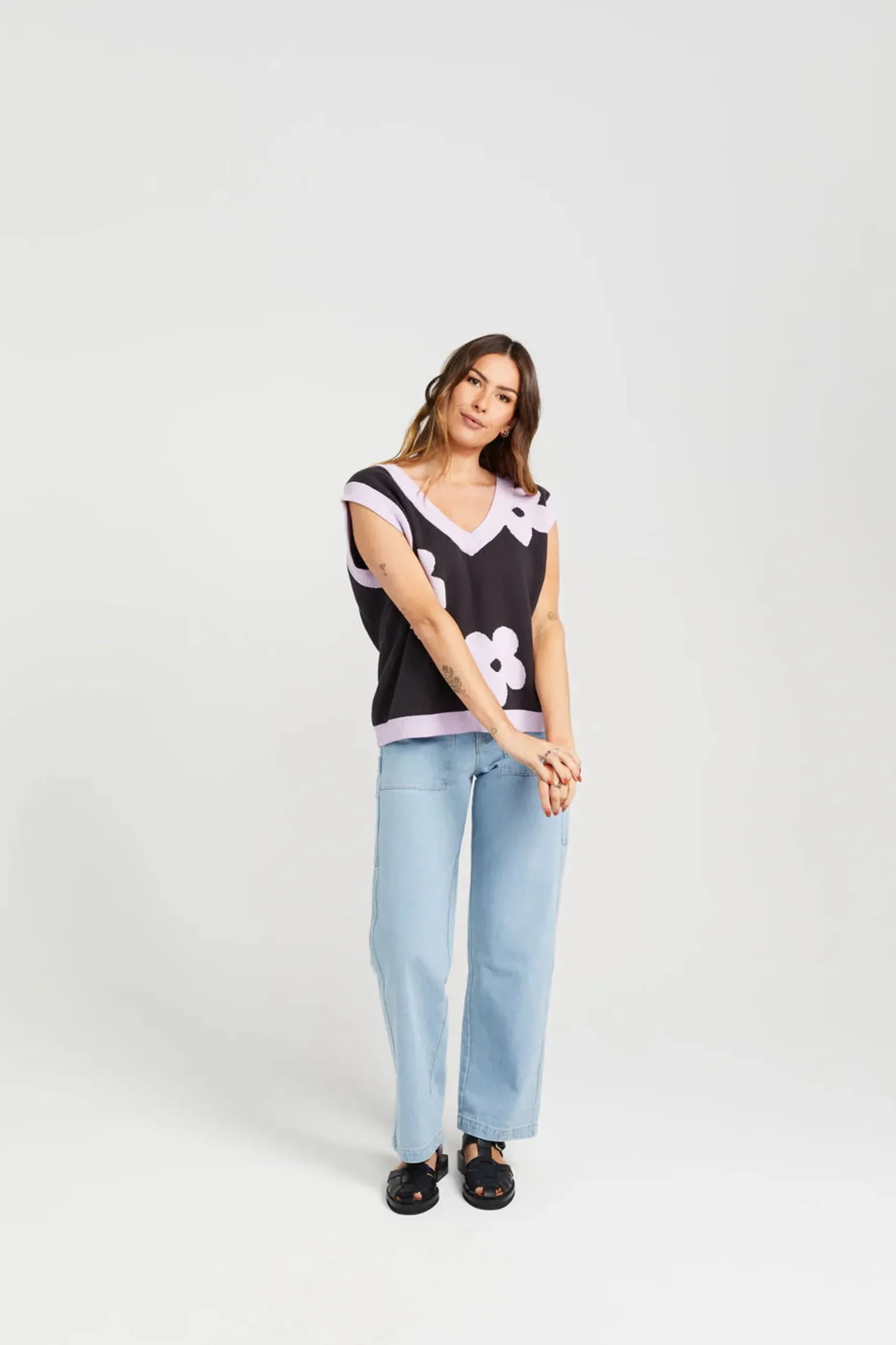 thing_thing_bloom_vest_co_0.webp Sweaters & Knitwear-THING THING BLOOM VEST COAL LILAC