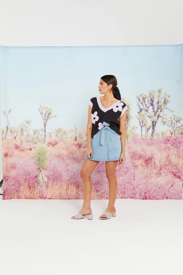 Sweaters & Knitwear-THING THING BLOOM VEST COAL LILAC