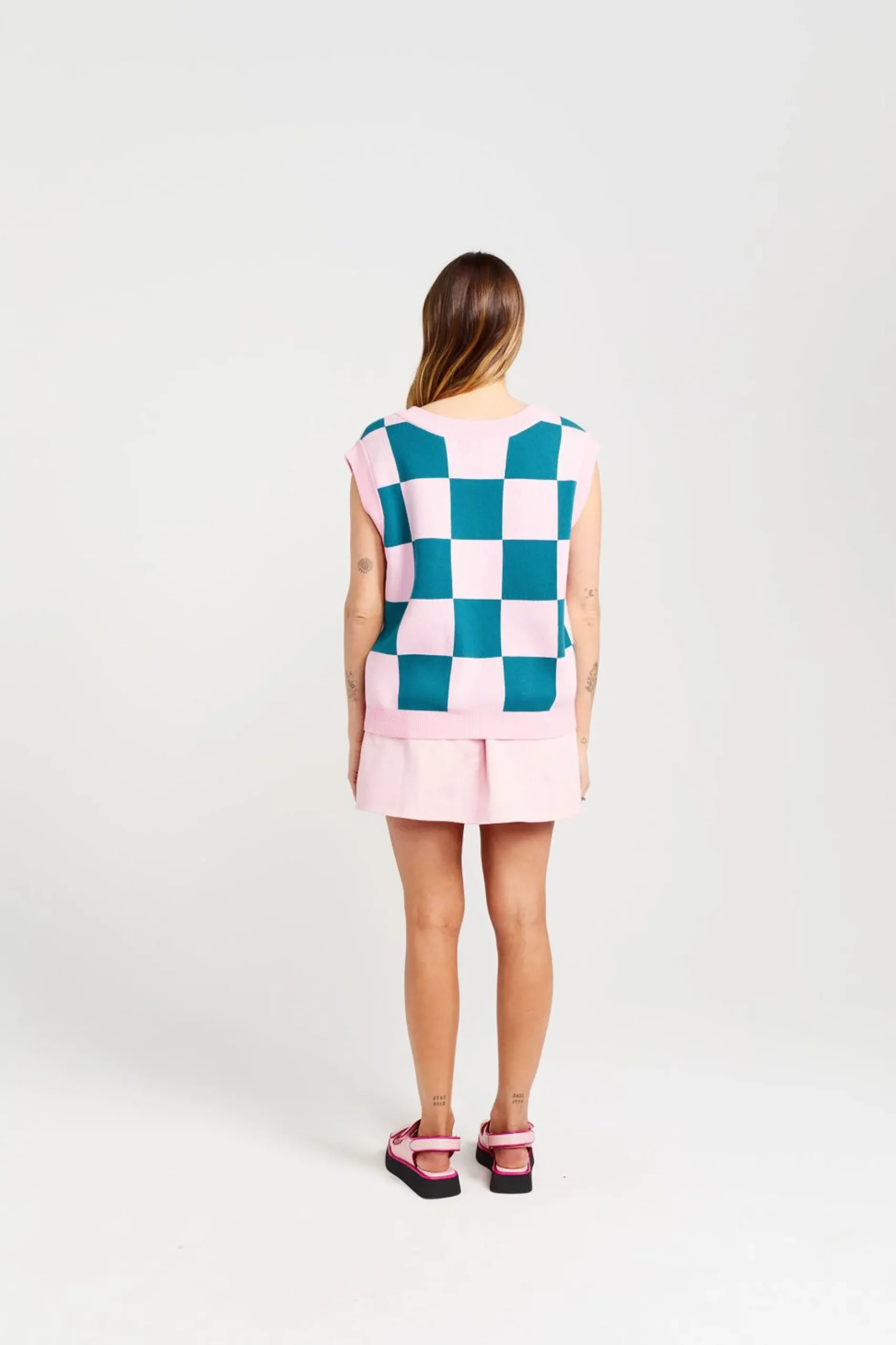 thing_thing_check_it_vest_3.webp Sweaters & Knitwear-THING THING CHECK IT VEST TEAL CANDY