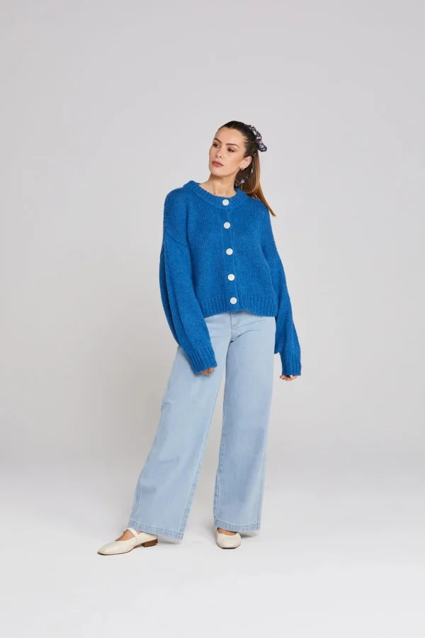 Sweaters & Knitwear-THING THING CLEO CARDIGAN COBALT