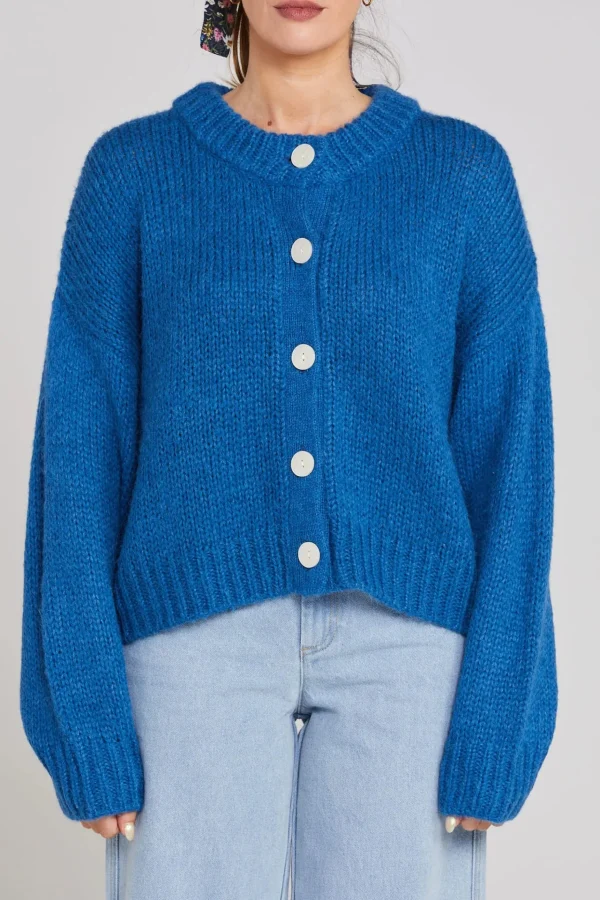 Sweaters & Knitwear-THING THING CLEO CARDIGAN COBALT