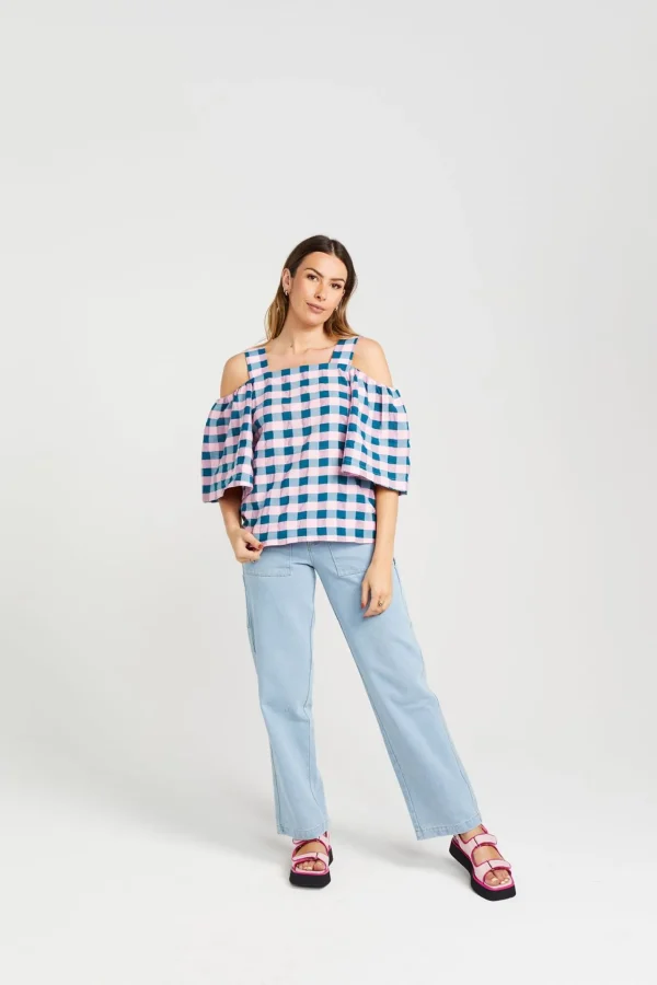 Shirts & Tops-THING THING CUT AWAY TOP TEAL CANDY