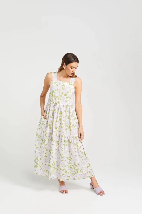 Dresses-THING THING ZIGGY-ZAG DRESS PAINTED GARDEN