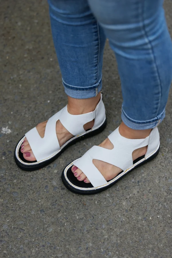 Footwear-TOP END ADUSA SANDAL WHITE LEATHER