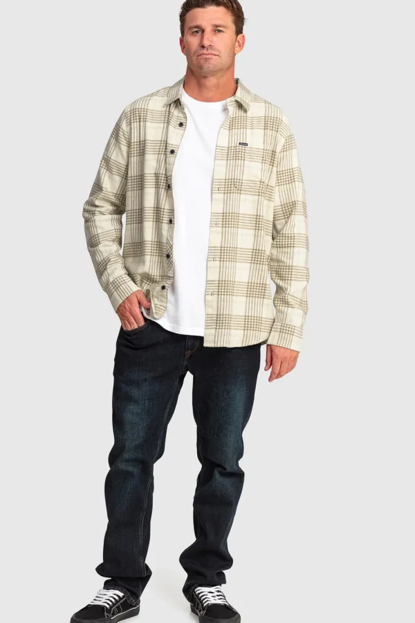 Shirts-VOLCOM CADEN LONG SLEEVE SHIRT - DIRTY WHITE