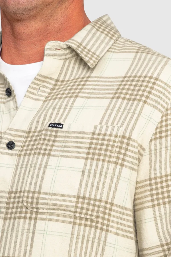 Shirts-VOLCOM CADEN LONG SLEEVE SHIRT - DIRTY WHITE