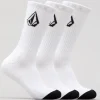 Socks | Socks-VOLCOM FULL STONE CREW SOCKS 3PK WHITE