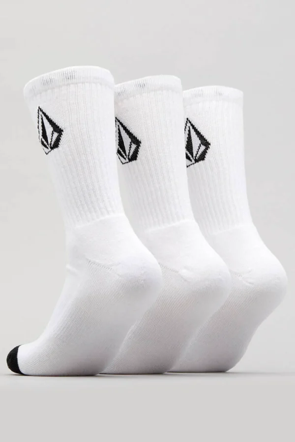 Socks | Socks-VOLCOM FULL STONE CREW SOCKS 3PK WHITE