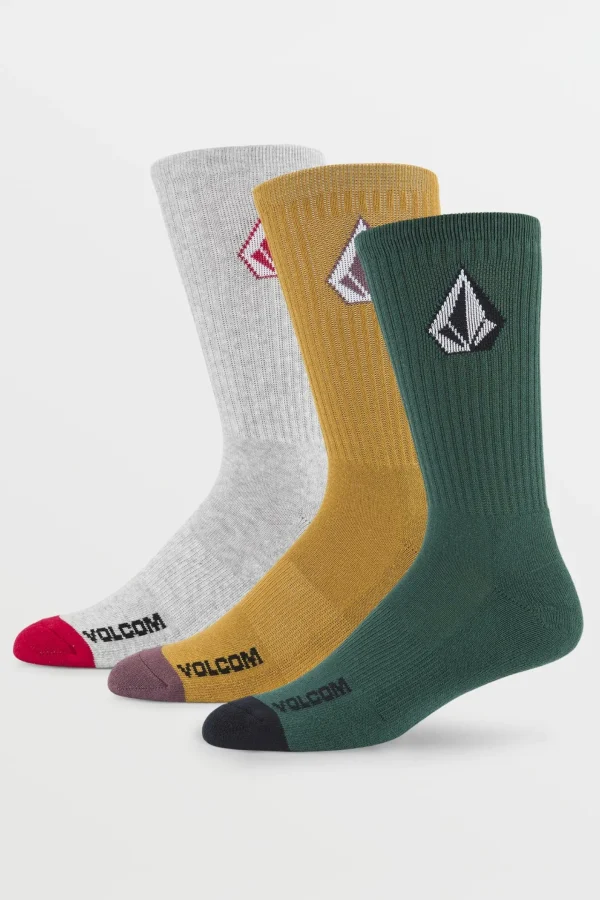 Socks | Socks-VOLCOM FULL STONE CREW SOCKS 3PK - RGR