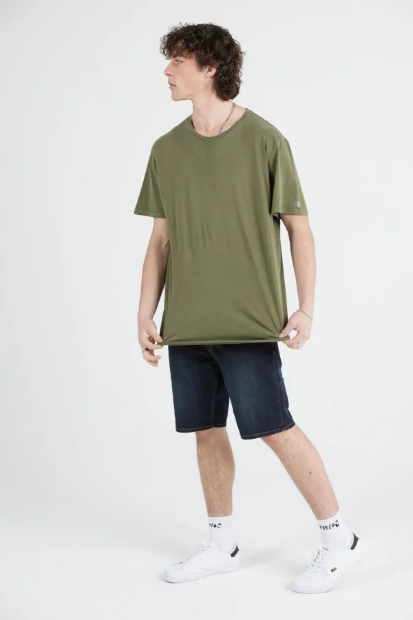 Tees & Tanks-VOLCOM MENS WASH SOLID TEE - ARMY GREEN COMBO