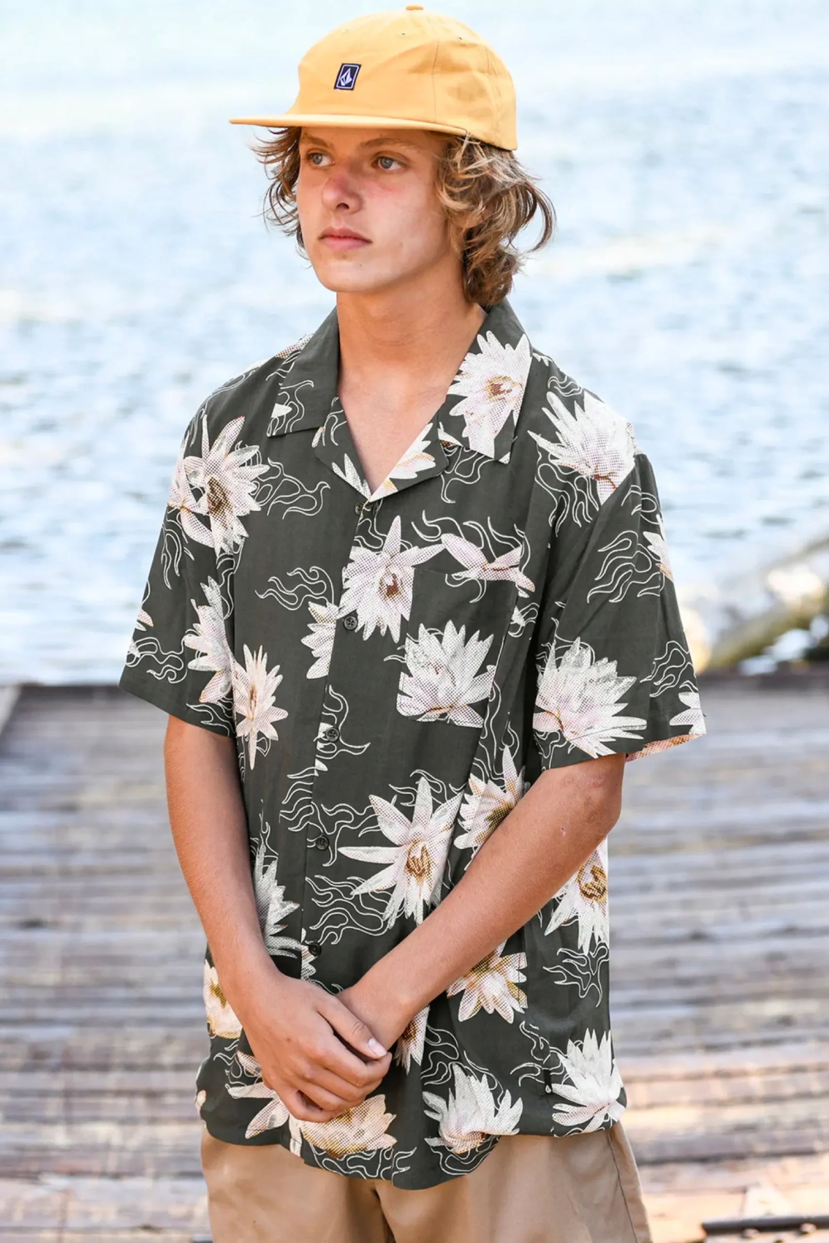 volcom_shaken_stirred_sho_0.webp Shirts-VOLCOM SHAKEN STIRRED SHORT SLEEVE SHIRT - STEALTH
