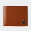 Bags & Wallets-VOLCOM SINGLE STONE LEATHER WALLET - TAN