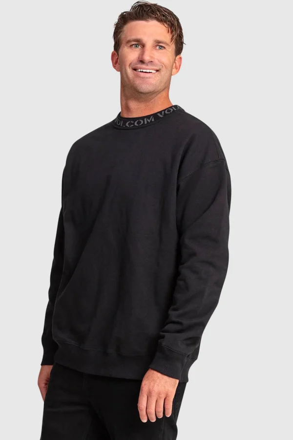 Sweaters & Knitwear-VOLCOM SKATE VITAL CREW PULLOVER FLEECE - BLACK
