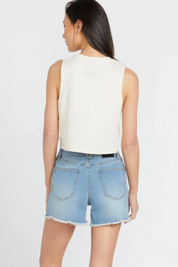 Shorts-VOLCOM STONE STEP HIRISE DENIM SHORT - BLUE DRIFT