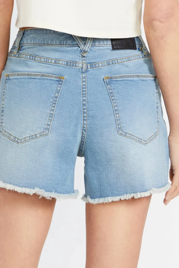 Shorts-VOLCOM STONE STEP HIRISE DENIM SHORT - BLUE DRIFT